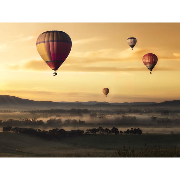 Hot Air Balloons Misty Morning Large Wall Art Print