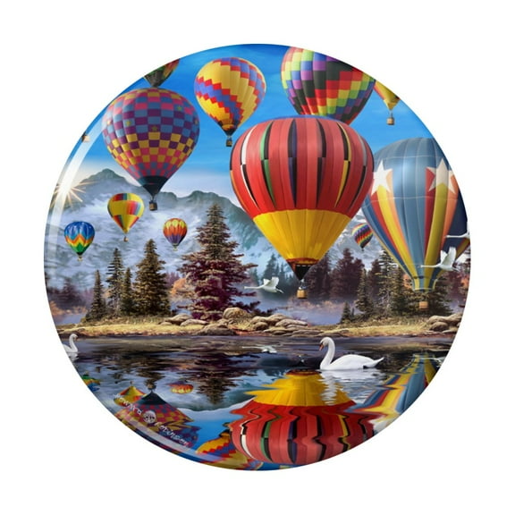 Hot Air Balloons Mountain Reflections Pinback Button Pin