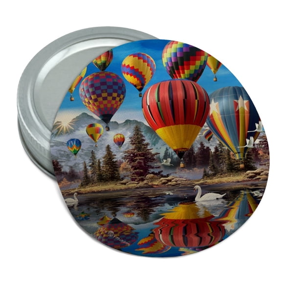 Hot Air Balloons Mountain Reflections Round Rubber Non-Slip Jar Gripper Lid Opener