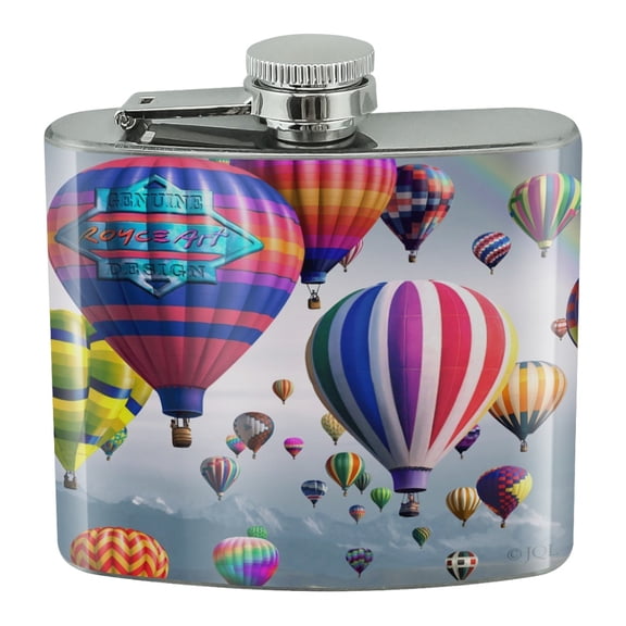 Hot Air Balloons Sky Roads Stainless Steel 5oz Hip Drink Kidney Flask