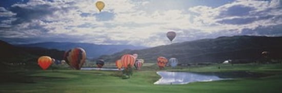 Hot Air Balloons Snowmass Colorado USA Canvas Art - Panoramic Images (36 x 12)