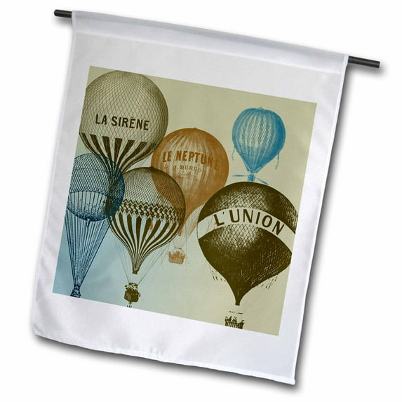 3dRose, Hot Air Balloons Vintage, 12 x 18 inch Garden Flag