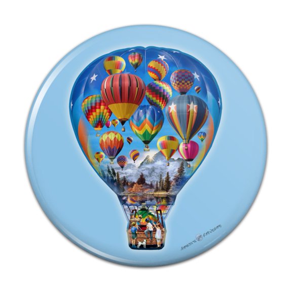 Hot Air Balloons in Balloon Pinback Button Pin