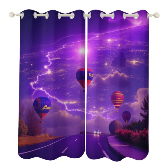 Hot Air Balloons in Fantasy Sky 2 Panels 3D Printing Pattern Curtain for Bedroom Living Room Kitchen Window Decoration Home