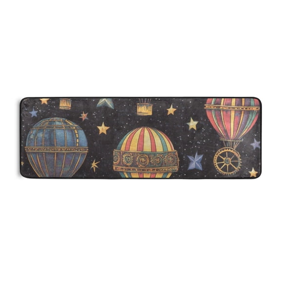 Hot Air Balloons on Dark Runner Rug for Hallways Kitchen Non Slip 2'x 6' Washable Hall Carpet for Bedroom Entryway Laundry Room