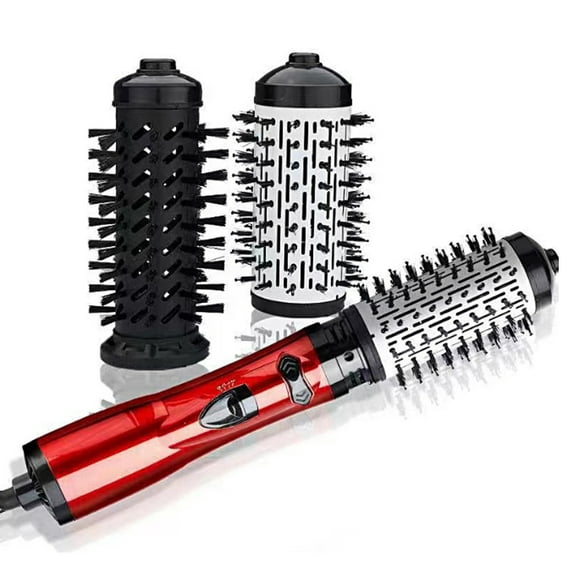 Hot Air Brush Styler and Dryer,3-in-1 Electric Rotating Hair Curlyer Comb for Stylish Vibrant Curly Hair (Red)