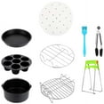 thumbnail image 1 of Hot Air Fryer Accessories 10pcs, Accessories Set Fryer Set Accessories Baking Accessories Bread Baking Basket Pizza Pan Silicone Mat Cooking Grate Fryer Recipe for 7 Inch Air Fryer, 1 of 7
