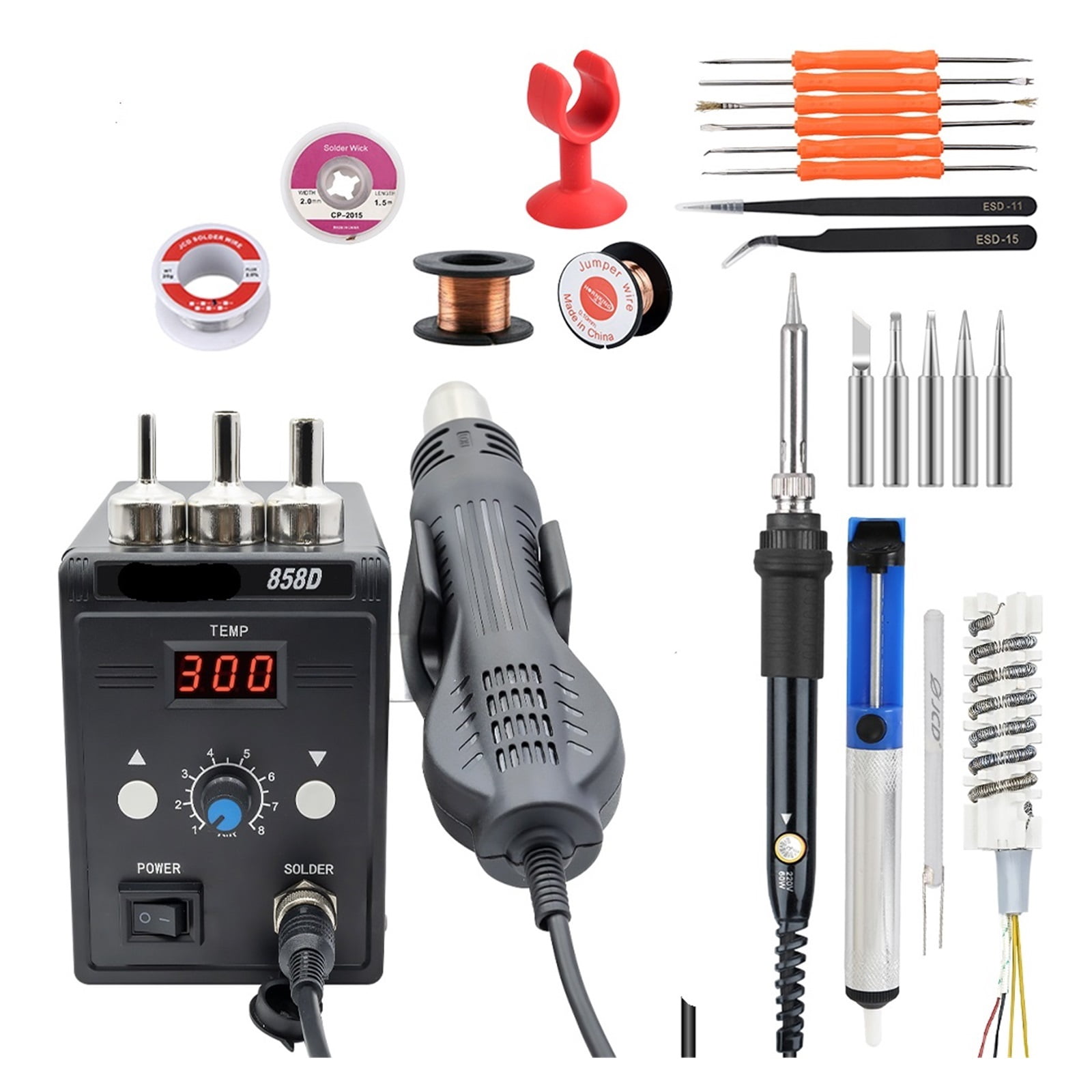 Hot Air Gun 858D BGA Rework Solder Station Heat Gun 700W Adjustable temperature Hair Dryer Electron Welding SMD IC Repair Tools ,Variable Temperature