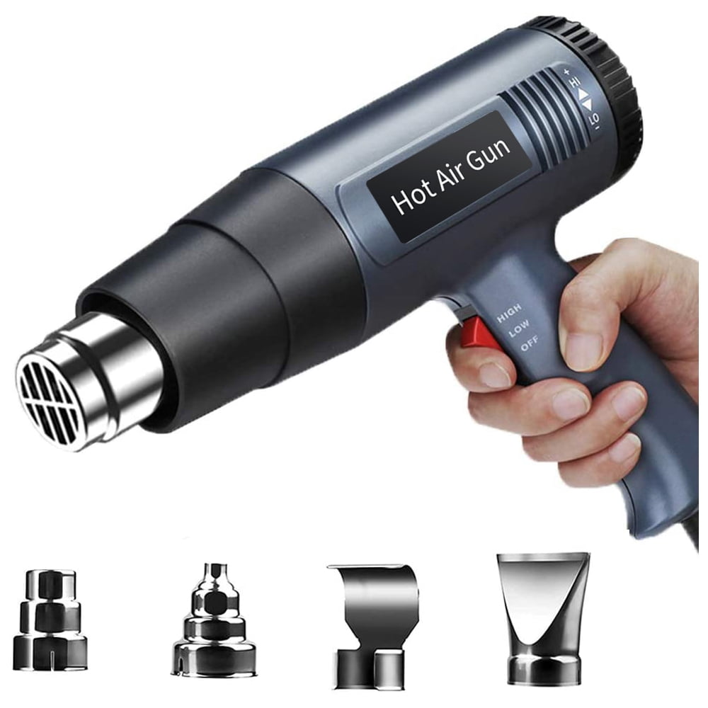 Heat Gun 2000W with 4 Nozzles,Hot Air Gun 752ᵒ℉-1205ᵒ℉ Dual-Temperature Settings for Shrink PVC Tubing/Wrapping/Crafts