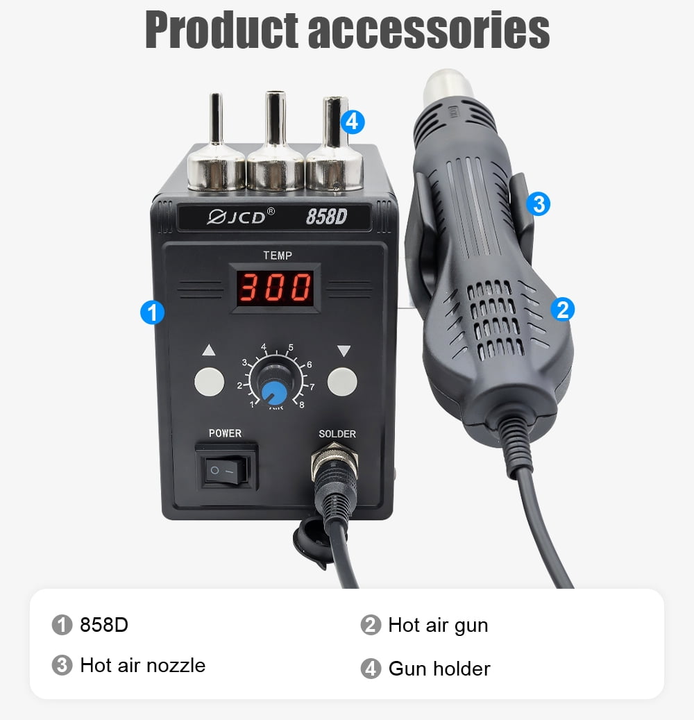 Hot Air Gun Welding Station LED display 700W Adjustable temperature BGA Rework Station Heat Gun Welding Tool EU/US/EUBR (500W-799W,110V US Plug)