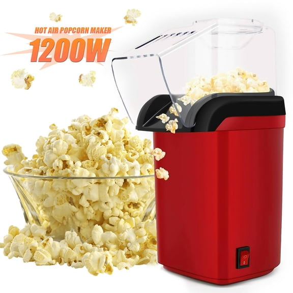 Hot Air Popcorn Maker Machine, 1200W Home Popcorn Machine, for Parties & Kids Easy to Clean, 2-3 Minutes Fast