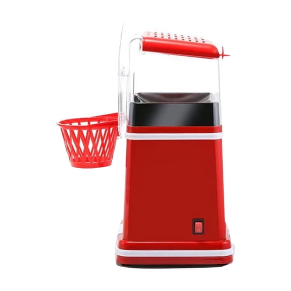 Hot Air Popcorn Maker with Serving Basket Compact Countertop Popper for Home Use Removable Chute and One Touch Switch