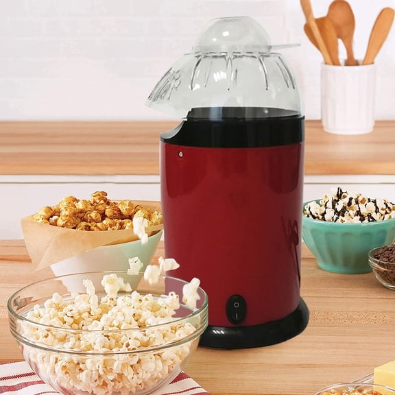 Hot Air Popcorn Popper Maker,Electric Hot Air Popcorn Maker for Home Use,Mini Automatic Popcorn Machine with US Plug,Healthy Snack Popper for Home Entertainment and Gatherings(Red)