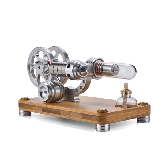 Hot Air Stirling Engine Motor Education Model Toy Electricity Power Generator LED Lights Kit Class Teaching Stirling Engine Kit for Adults Desktop Educational Toy Gift for Engineers M14-03DJ