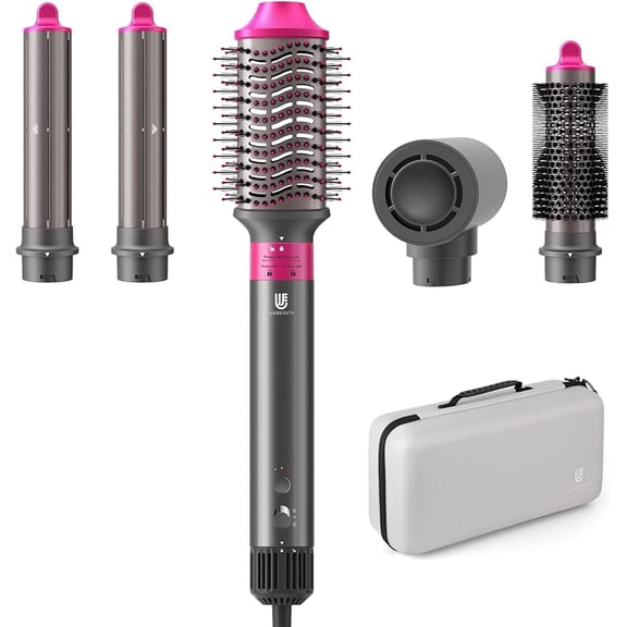 Hot Air Wrap Hair Styler, 5 in 1 Hair Dryer Brush Auto Wrap Curlers Frizz-Free Styling Tool for All Hair Types Fast Drying, Curling, Smoothing, Volumizing & Straightening with Travel Storage Case