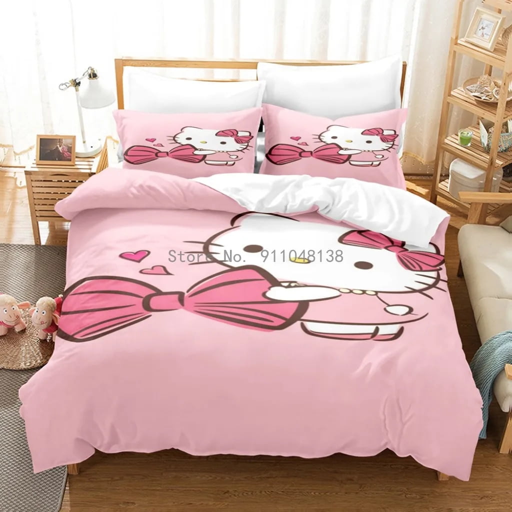 Hot Anime Hello Kitty 3D Duvet Cover With Pillow Case Bedding Set Hot anime hello kitty 3d duvet cover with pillow case bedding set