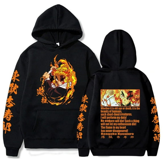 Hot Anime Rengoku kyoujuro Hoodie 2D Harajuku Long Sleeve Casual Loose Print Unisex