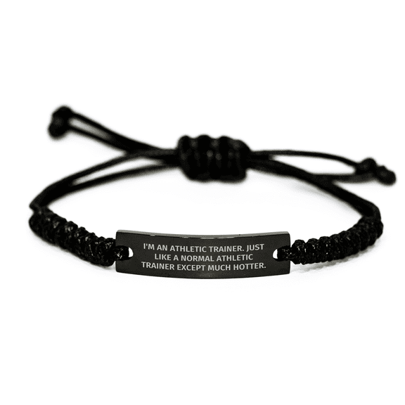 Hot Athletic Trainer Rope Bracelet Gifts for Birthday Recipients, Funny Quote for Athletic Trainer Friends, Adjustable Black Rope Jewelry ideal for Athlete Trainers, Encouragement from Friends