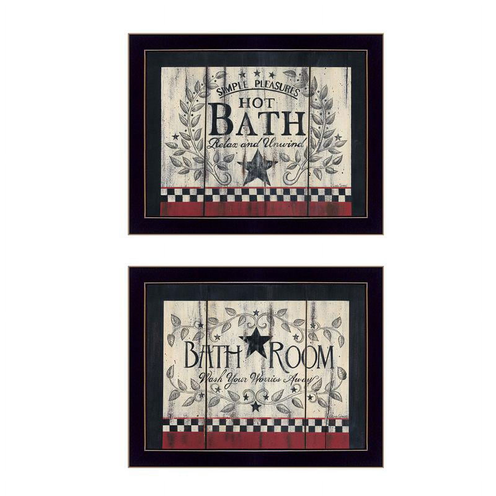 Vintage Black Framed Bathroom Canvas Prints Set
