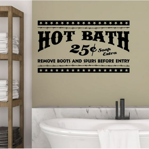 Hot Bath 25c Remove Boots Spurs Western Bathroom Wall Decor - Cowboy Vinyl Wall Art - Matte Vinyl Wall Decal Sayings for Wall Decor - Inspirational Vinyl Decals, 23x13-Inch, Black
