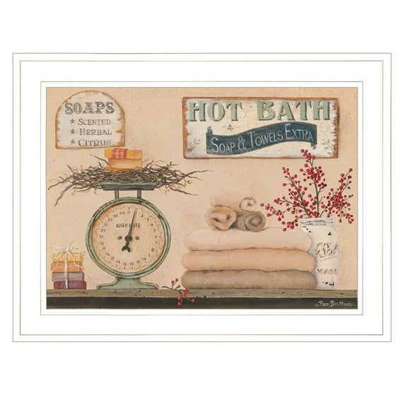 Hot Bath By Pam Britton Printed Framed Wall Art Wood Multi-Color