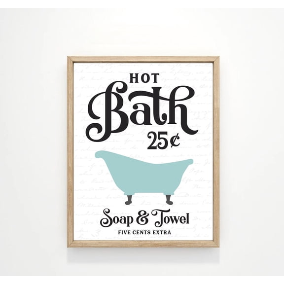 Hot Bath Cents Blue Bathtub Bathroom Wall Artclawfoot Tub Bathroom Vintage Bathroom Poster Wall Art For Decor Present , Poster Only
