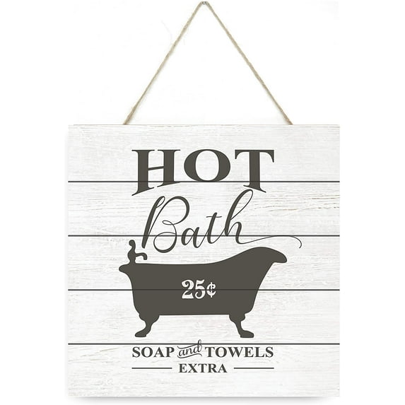Hot Bath Wooden Plank Sign 7.5x7.5