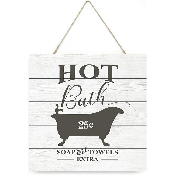 Hot Bath Wooden Plank Sign 7.5x7.5