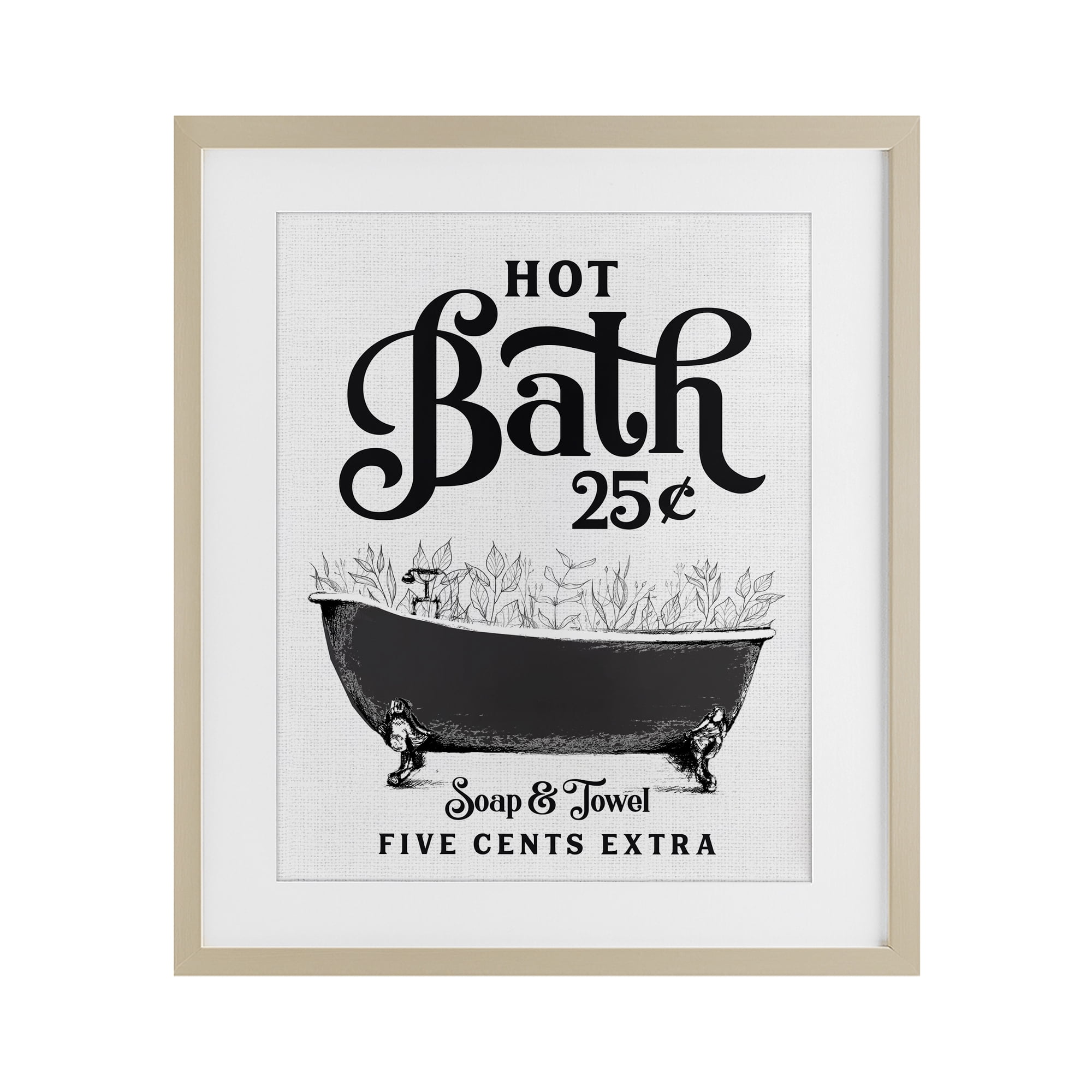 Hot Bath with Bubbles Birch Framed Print Under Glass, design by Lettered and Lined