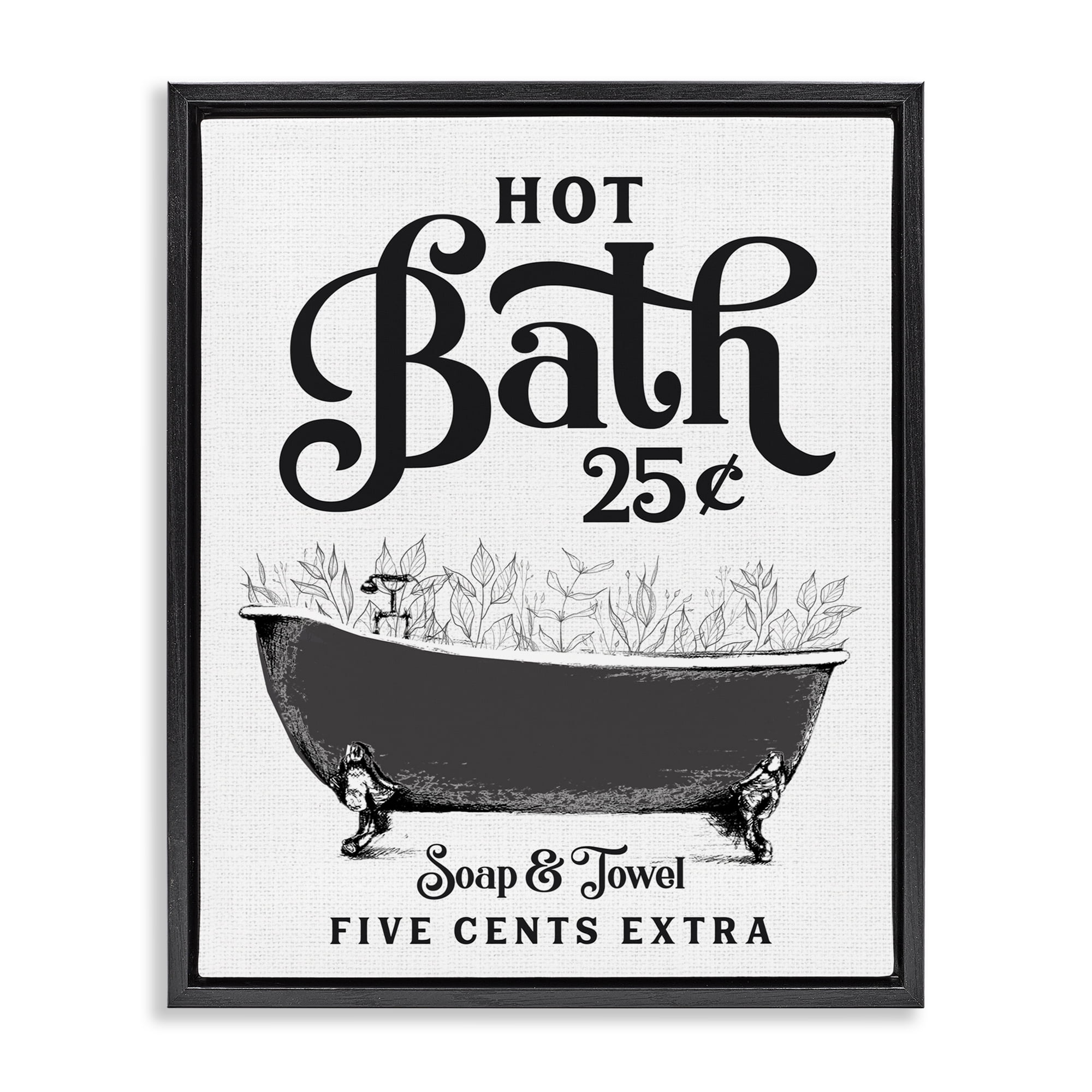 Hot Bath with Bubbles Black Framed Floater Canvas Wall Art, design by Lettered and Lined