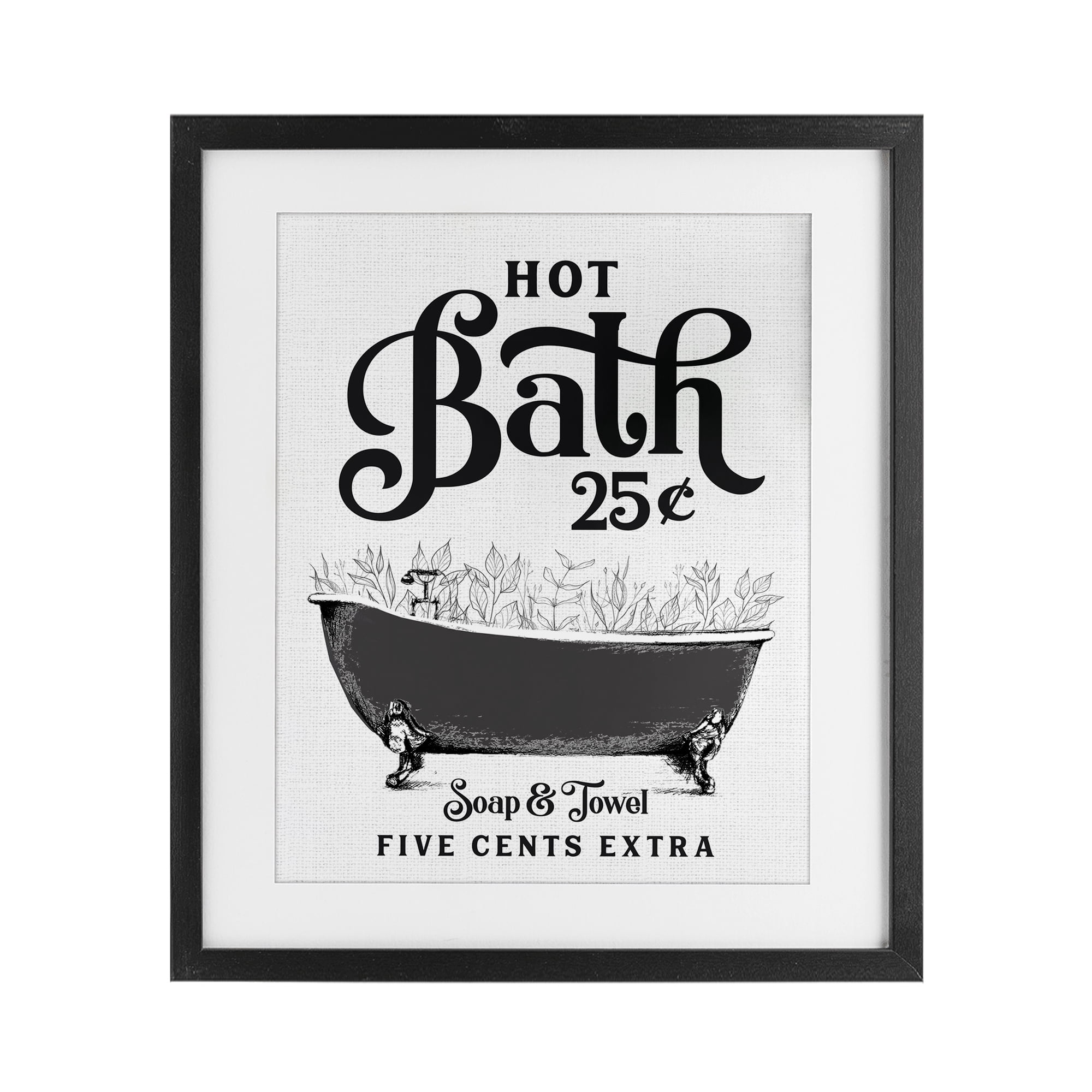 Hot Bath with Bubbles Black Framed Print Under Glass, design by Lettered and Lined
