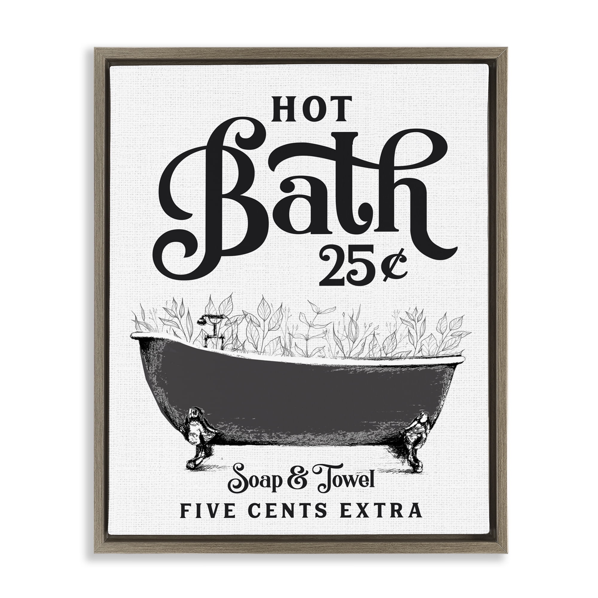 Hot Bath with Bubbles Brown Framed Floater Canvas Wall Art, design by Lettered and Lined