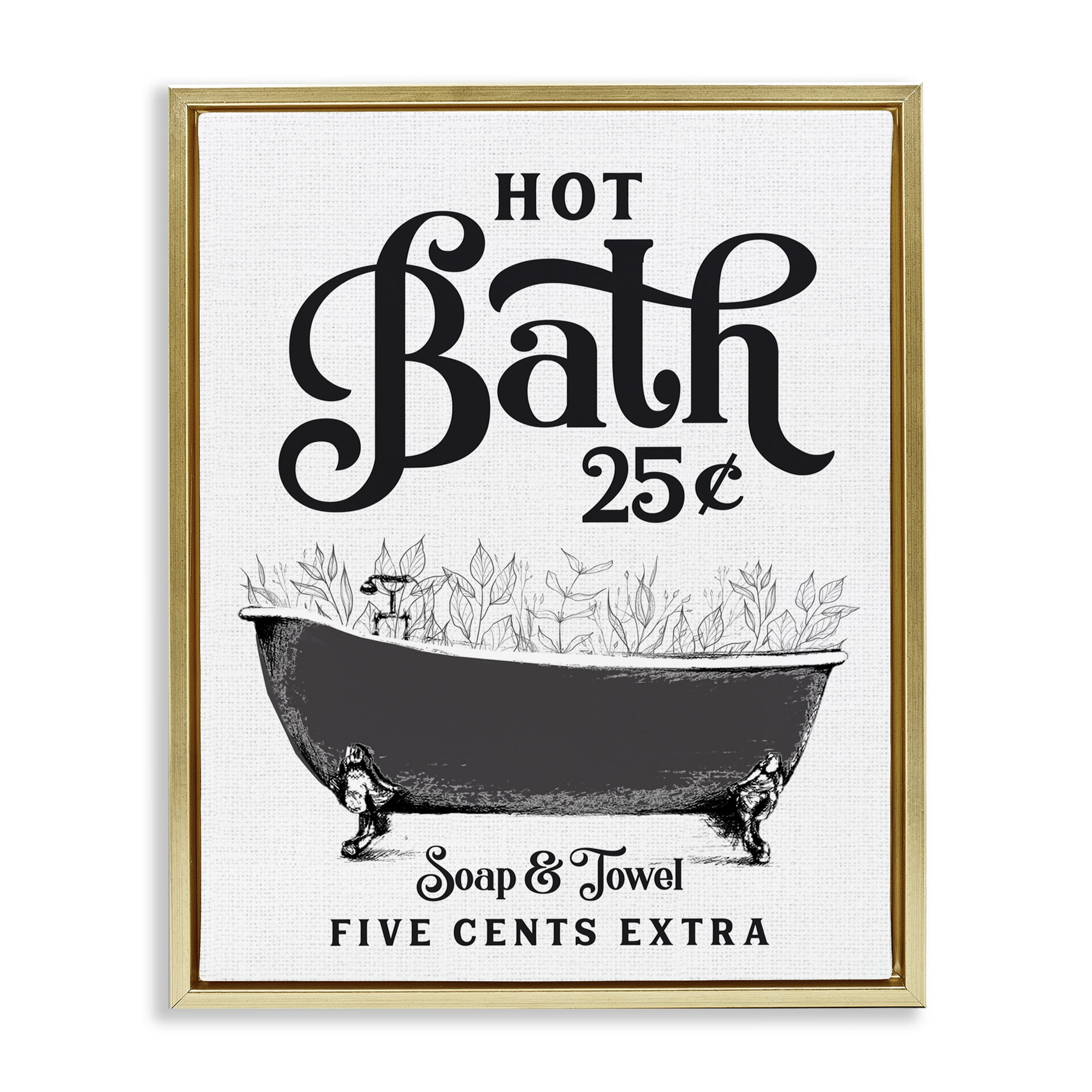 Hot Bath with Bubbles Gold Framed Floater Canvas Wall Art, design by Lettered and Lined