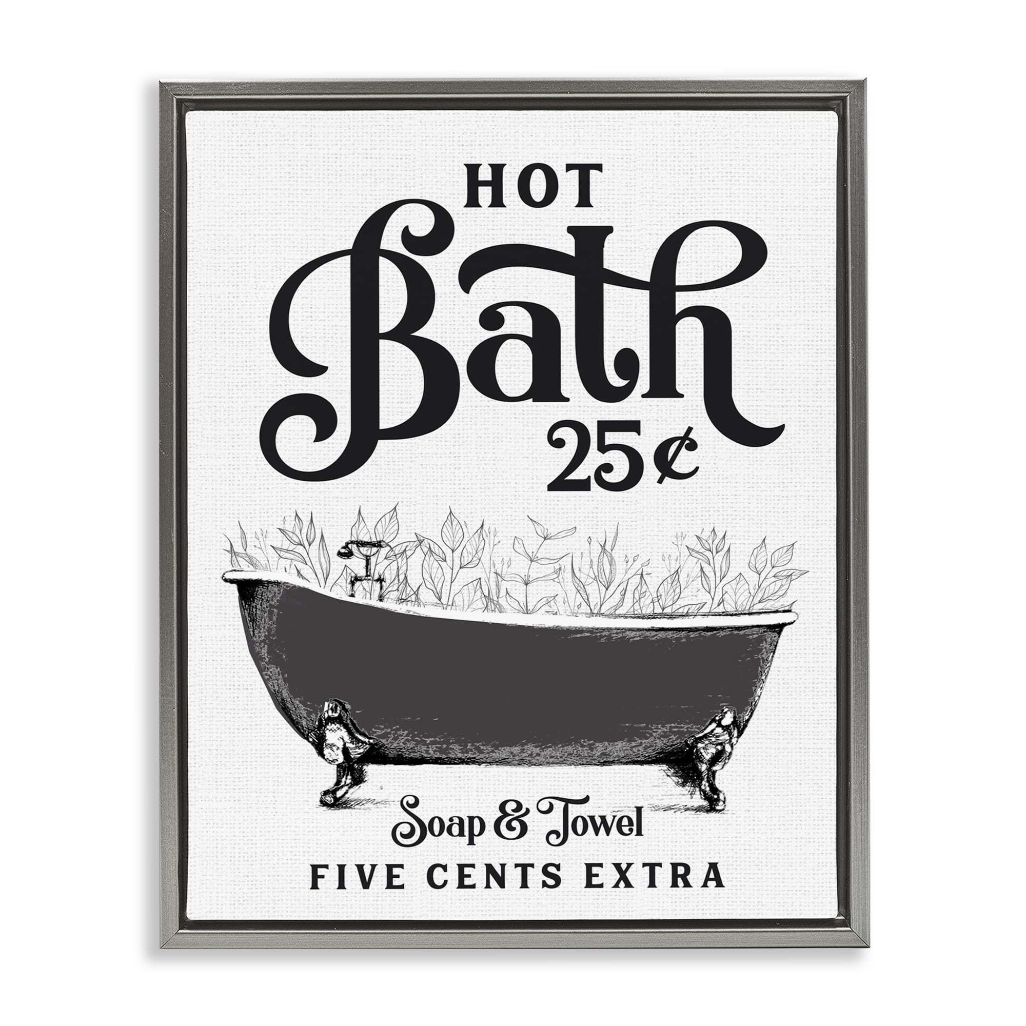 Hot Bath with Bubbles Gray Framed Floater Canvas Wall Art, design by Lettered and Lined