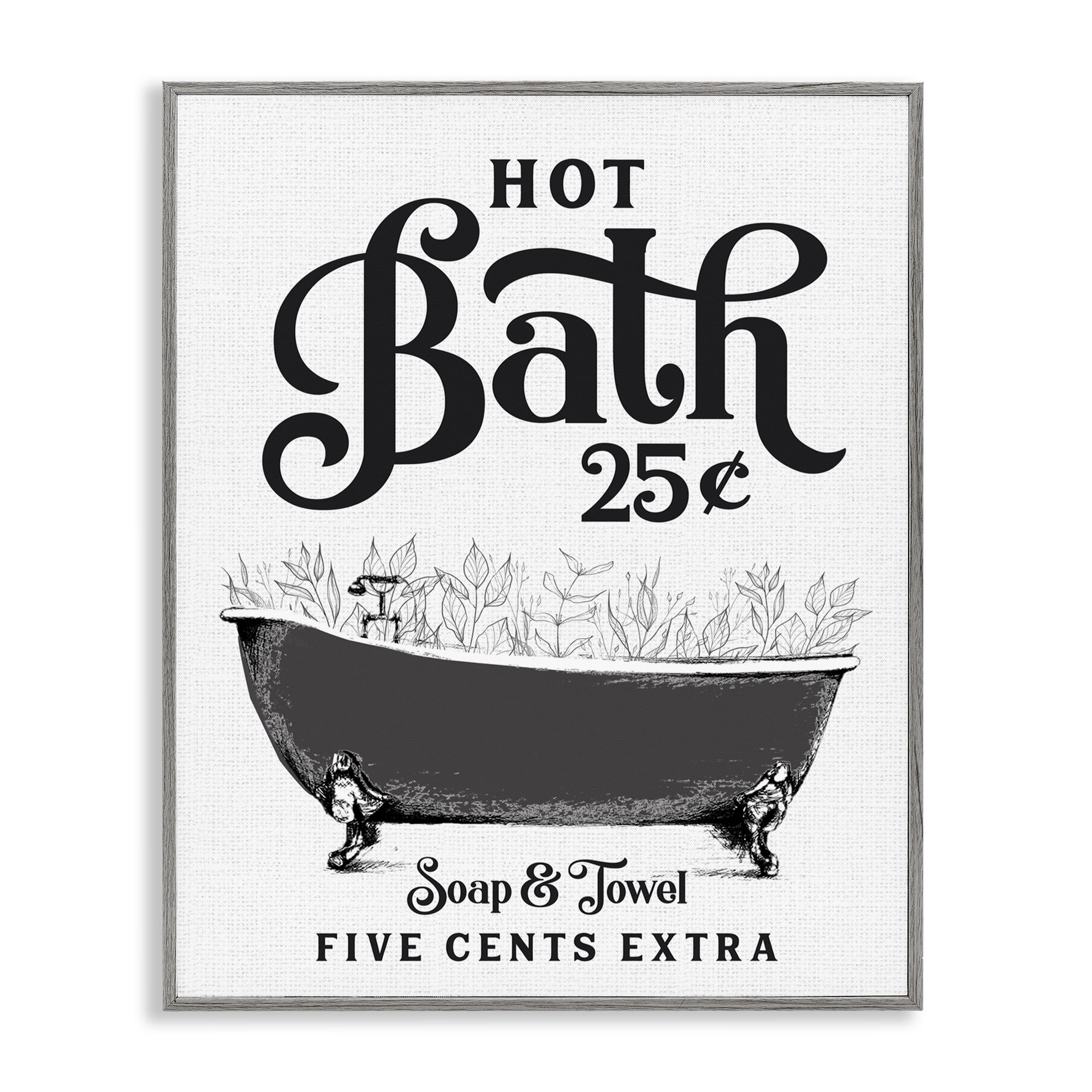 Hot Bath with Bubbles Gray Framed Giclee Art, design by Lettered and Lined