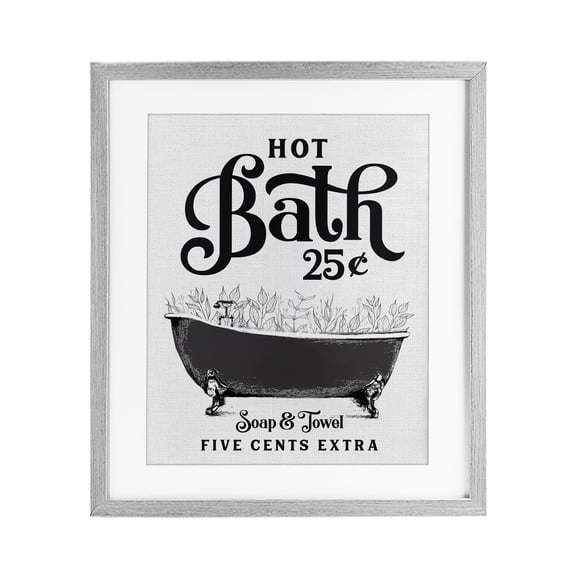 Hot Bath with Bubbles Gray Framed Print Under Glass, design by Lettered and Lined