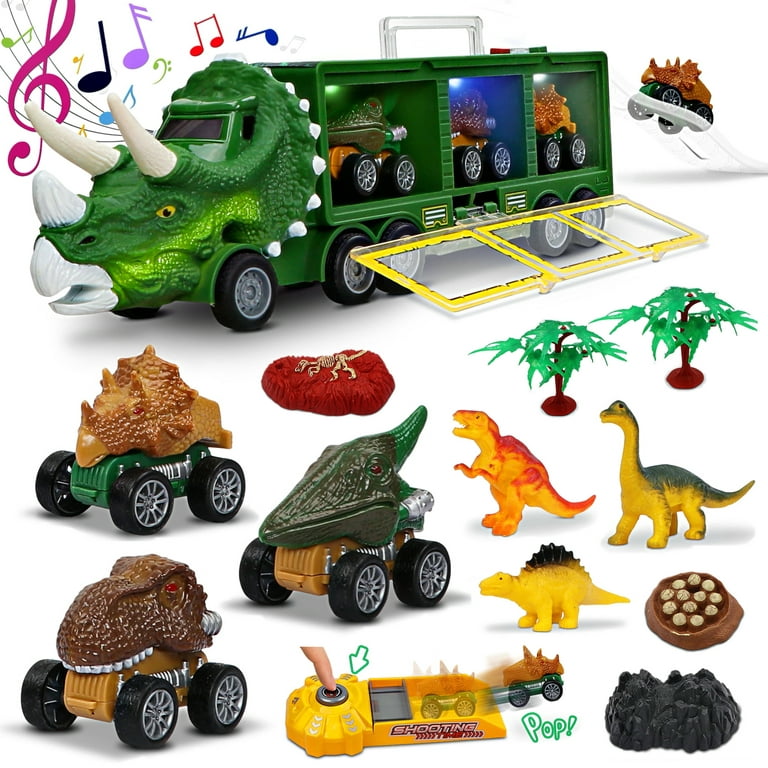 Dinosaur Truck Toys for 3-5, Dinosaur Transport Truck with Dinosaur  Figures,Pull