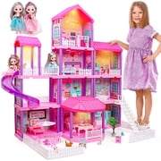 Carsky 36 inch Dollhouse Playset Girl Toys, 11 Rooms with Doll Toy Figures Toddler Playhouse Christmas Birthday Gifts for 3 4 5 6 7 Year Old Girls