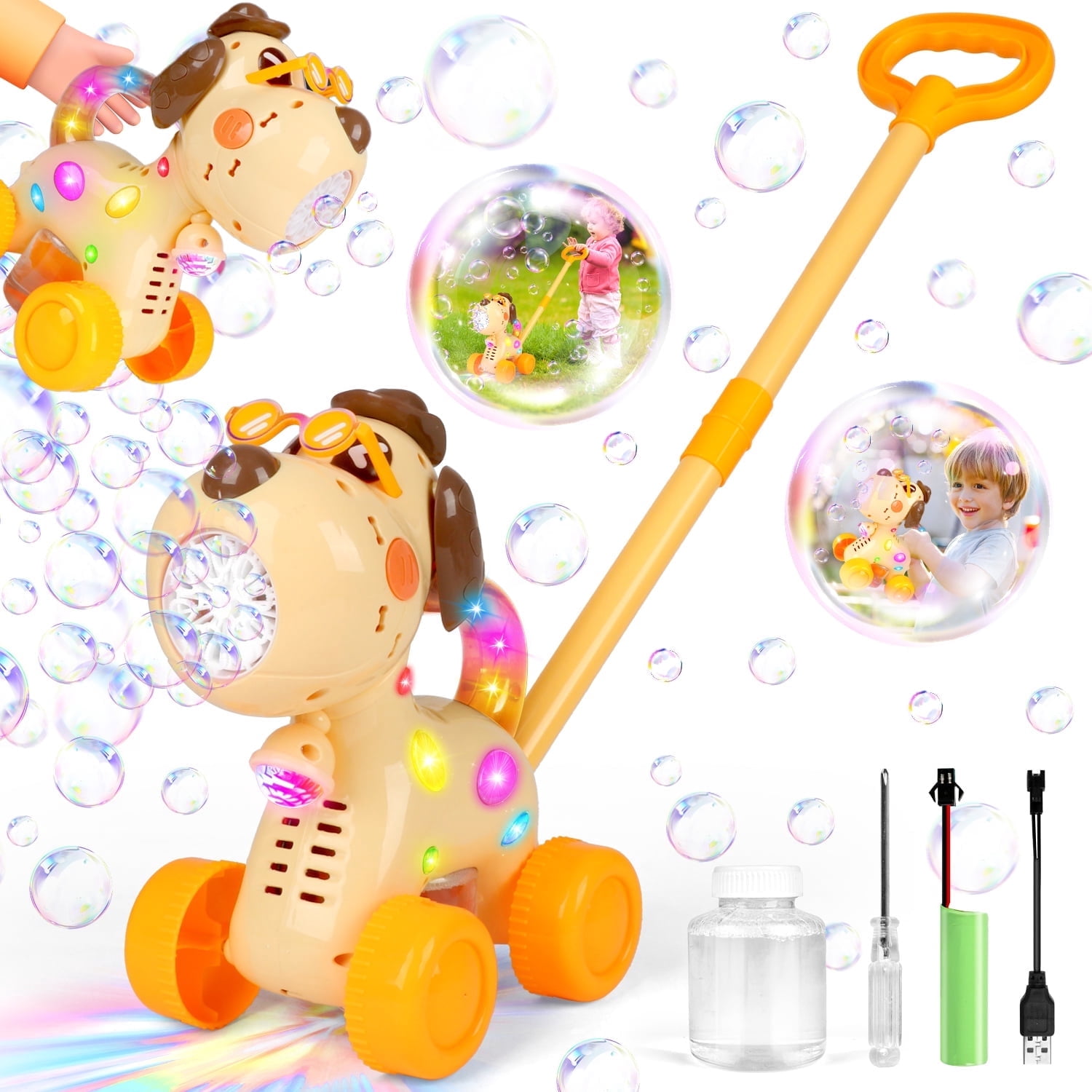 Carsky Automatic Bubble Machine for Toddlers, Dog Bubble Cart Toy, Lighting for Party, Bubble Maker for Kids Outdoor Playing, Birthday Gift for Boys Girls 3 Years up