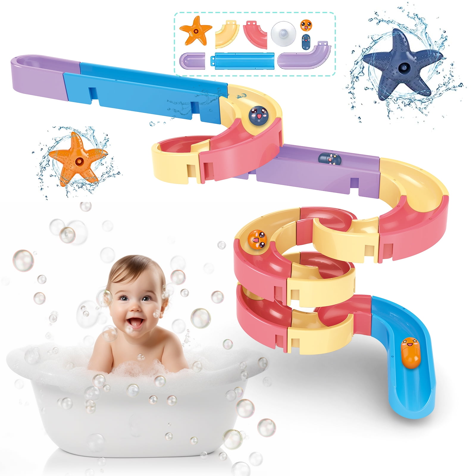 Bath Toy For Toddler Water Slide Roller Ball Track Toys Wall - Temu