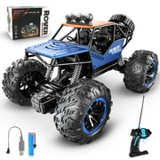 Hot Bee Blue Remote Control Cars 1:18, All Terrain Metal Shell 4X4 Off-Road Vehicle Monster Truck, High Speed 2.4 GHz RC Car, Christmas Birthday Gift Outdoor Toys for Kids 6+ & Adults