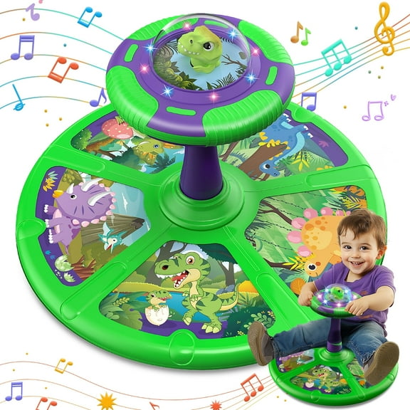 Hot Bee Dinosaur LED Sit and Spin Toys for Toddlers Age 1-3, Chrismas Birthday Gift for Boys Girls 1 2 3 4 Years Old