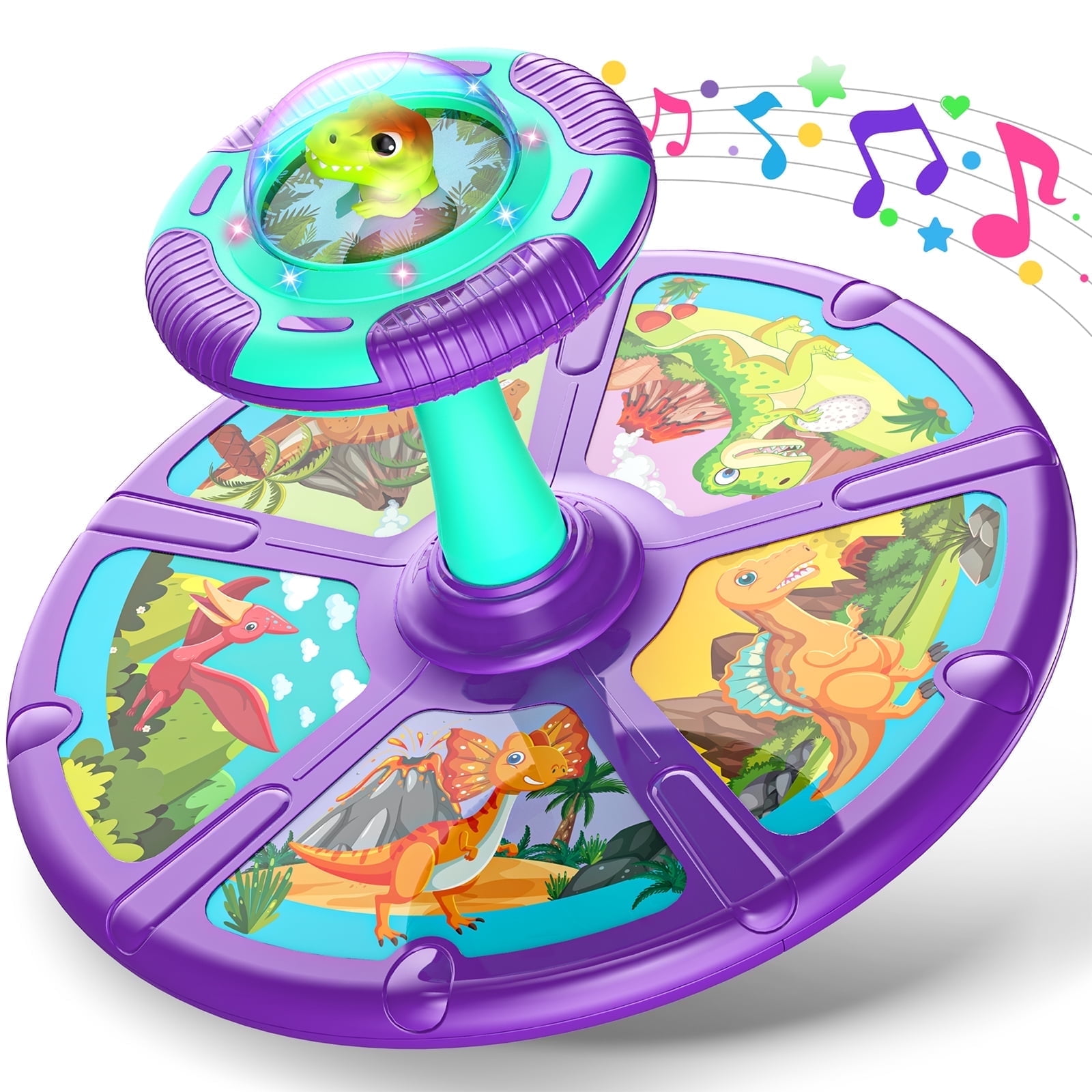 Hot Bee Dinosaur Sit and Spin Toys for Toddlers 2-4, 360 Spinning Seat Toy with Flash Light and Music, Christmas Birthday Gift Toys for Toddlers 1-3