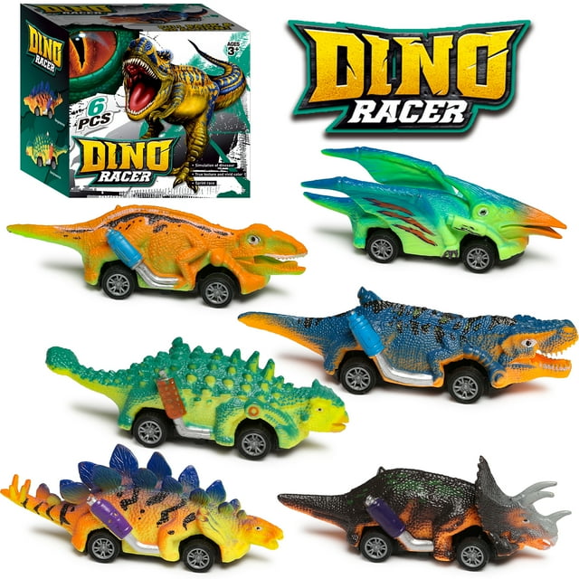 Hot Bee Dinosaur Toys, Boy Toys Car Ages 2 3 4 5 6, Dinosaur Pull Back