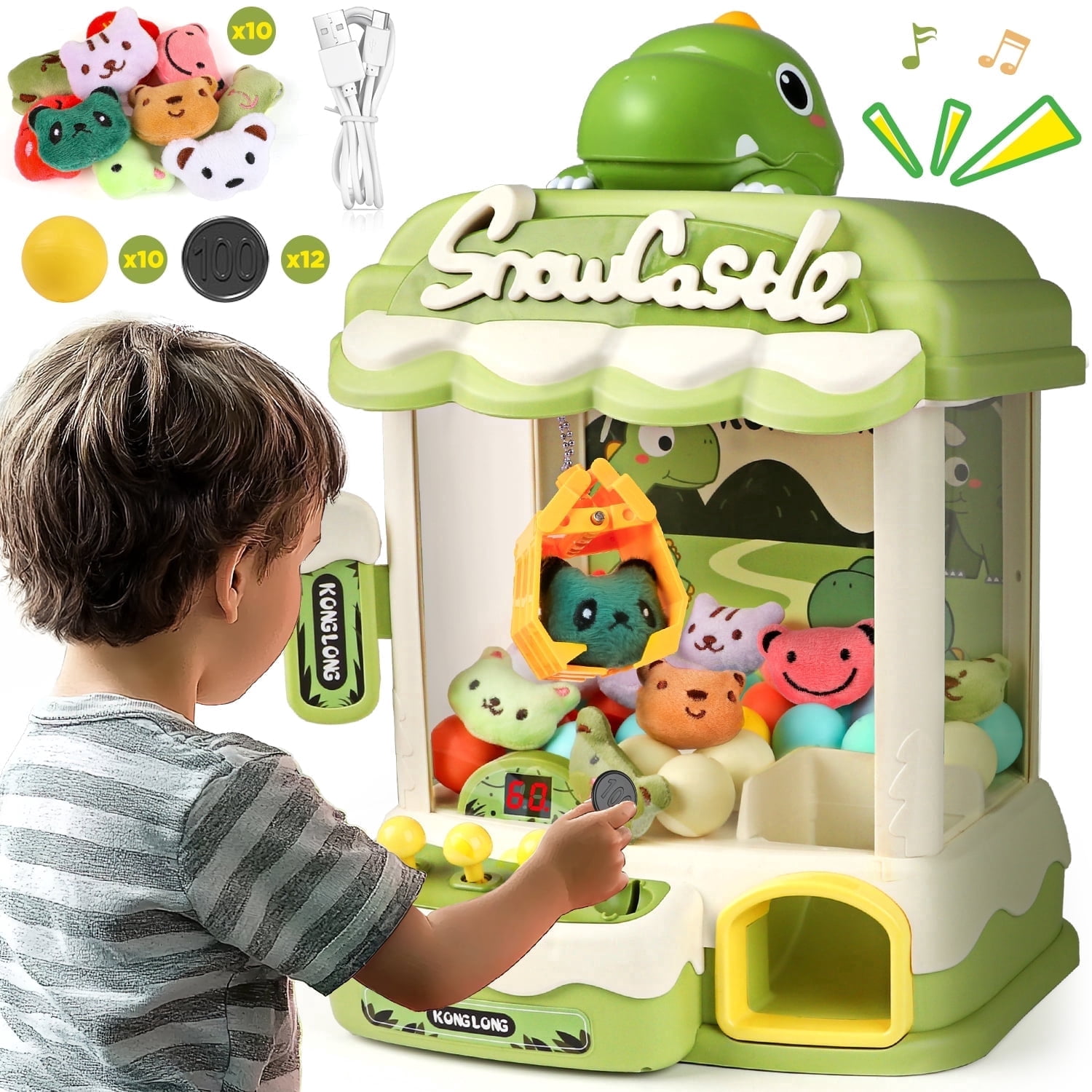 Carsky Dinosaur Toys Claw Machine, Arcade Game Doll Vending Toys, Birthday Party Supplies Dinosaur Christmas Gift