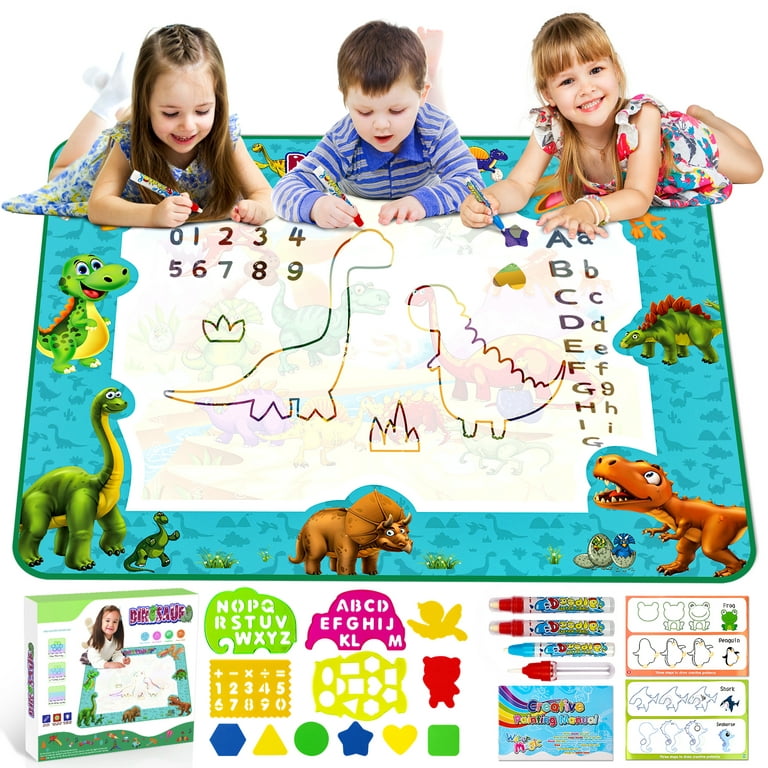 Hot Bee Doodle Mat for Toddlers, Dinosaur Water Drawing Mat, Large Aqua Mat  with Magic Color Pen, Educational Learning Toys Christmas Gifts for Girls  Boys Age 2-4 5-7, Art Supplies Birthday Gifts 