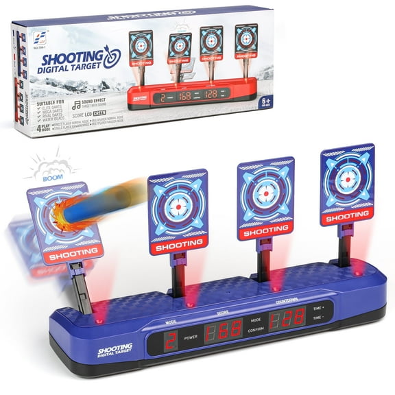 Hot Bee Electronic Shooting Target for Nerf, 4 Shooting Target Scoring Auto Reset Digital Targets, Gift Toys for Kids Boys 6+