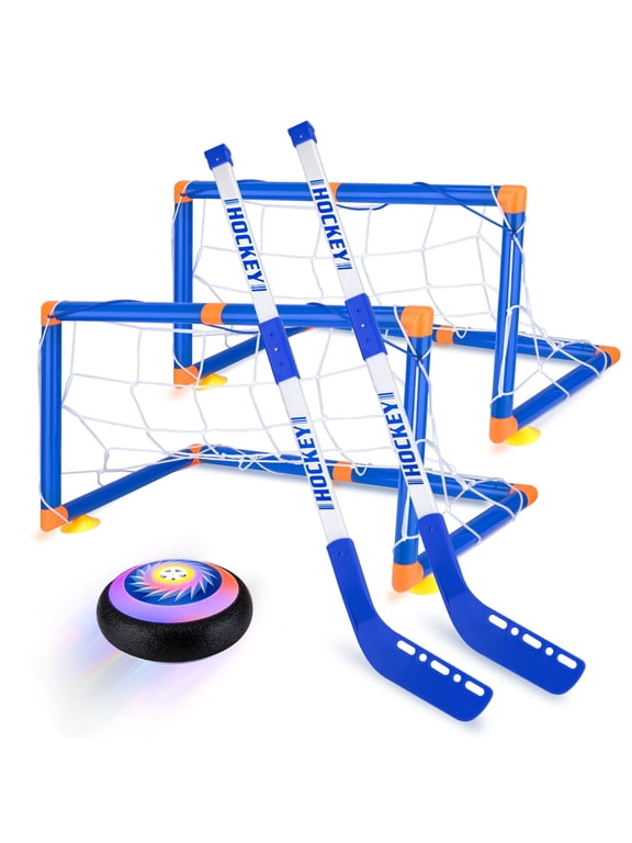 Hover Soccer Ball with 2 Goals, Led Light Air Hover Hockey Set for Kids, Indoor/Outdoor Game Toys for Boys 3-6 Years, Birthday Christmas Summer Gifts for Kids 3+