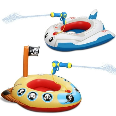 Hot Bee Inflatable Kids Pool Float with Water Gun,Pirate Boat&Airplane Swimming Pool Toys for 3-8 Year Old Boys Girls(2Packs)