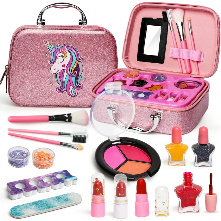 Hot Bee Kids Makeup Kit for Girls, Washable Makeup Kit Christmas Toys for  Little Girls Child Pretend Play Makeup for 4 5 6 7 Years Old Birthday Gifts